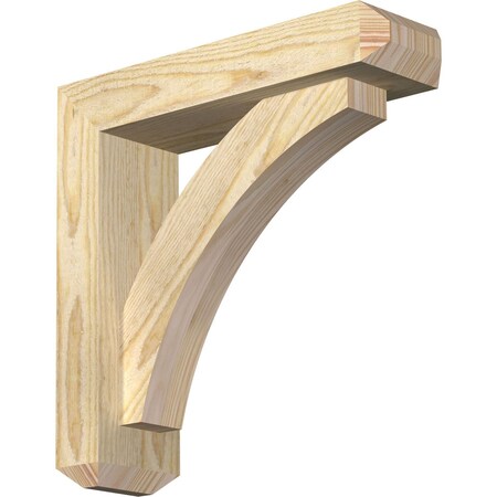 Ekena Millwork Thorton Craftsman Rough Sawn Bracket w/ Offset Brace, Douglas Fir, 4"W x 14"D x 14"H BKT0402X14X14THR04RDF